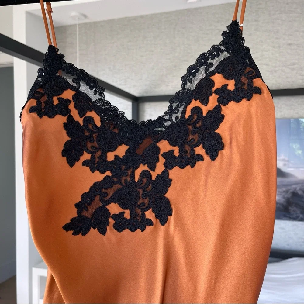 La Perla Maison Silk Orange Black Camisole Cami Tank NWT - Picture 2 of 10